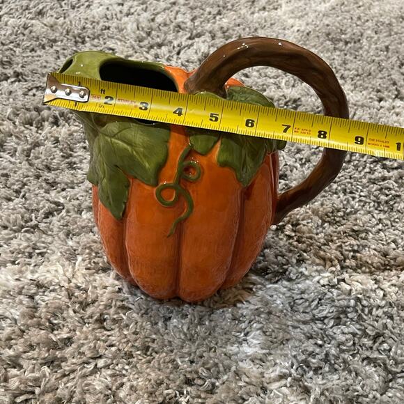 Beautiful Harvest Orange Pumpkin Pitcher Floral Vase Decorative - Picture 9 of 10